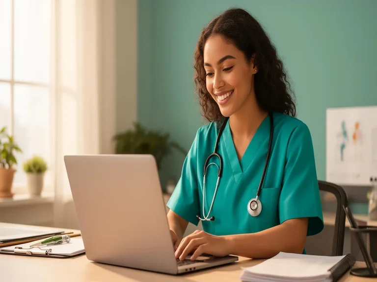 Medizinische Verwaltungsassistentin und Ordinationsassistentin bei der Arbeit in einer Wiener Arztpraxis