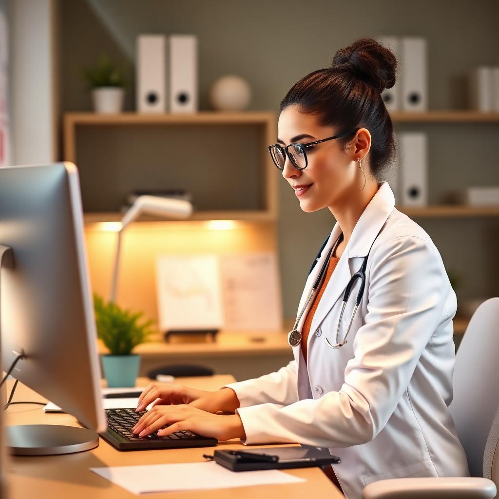 MVA Gehalt Österreich – Medizinische Verwaltungsassistentin bei der Arbeit am Computer in der Ordinationsverwaltung