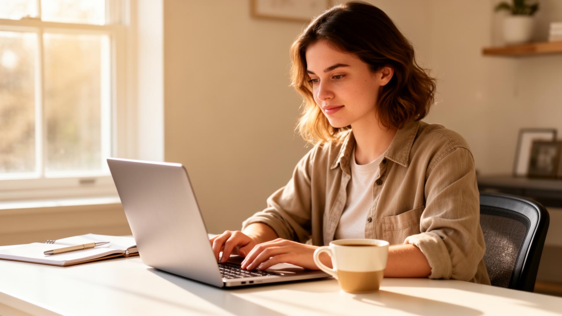 Frau lernt online für die Ausbildung zur Ordinationsassistentin – flexibles Lernen mit MediClass von zuhause aus